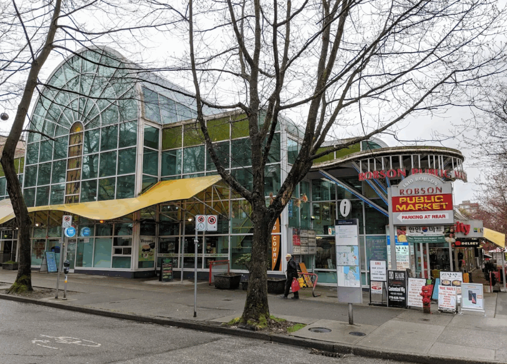 Nine Dumplings Vancouver | The exterior of Robson Public Market | Homes Almanac
