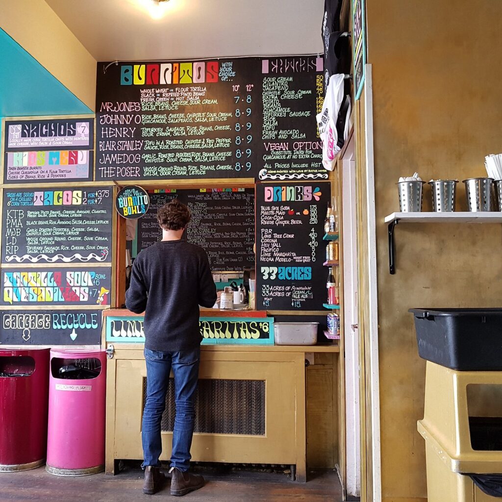 Budgies Burritos Vancouver | The menu and ordering window at Budgies | Homes Almanac