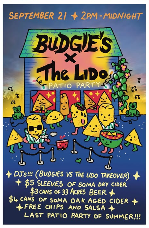 Budgies Burritos Vancouver | Budgies and The Lido party poster | Homes Almanac