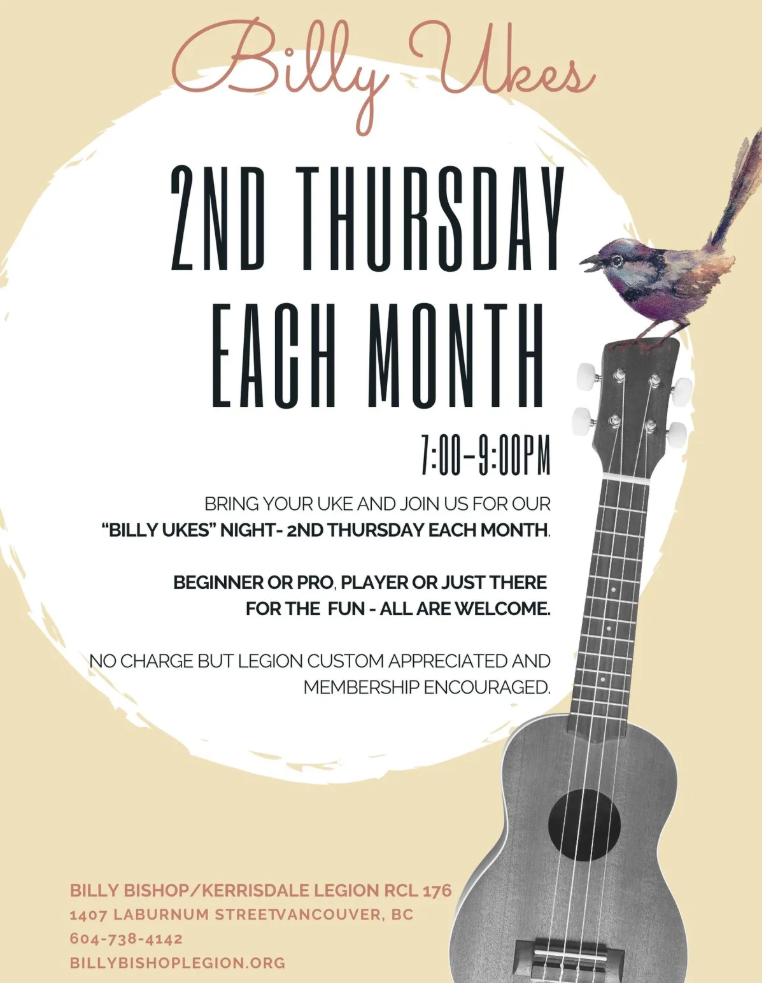 Ukulele Nights at poster  | Kerrisdale Legion | Homes Almanac