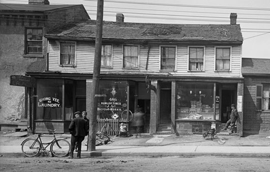 Toronto Chinatown History | Black & white image of Mr. Lee Hong’s laundry May 12, 1912 | Homes Almanac