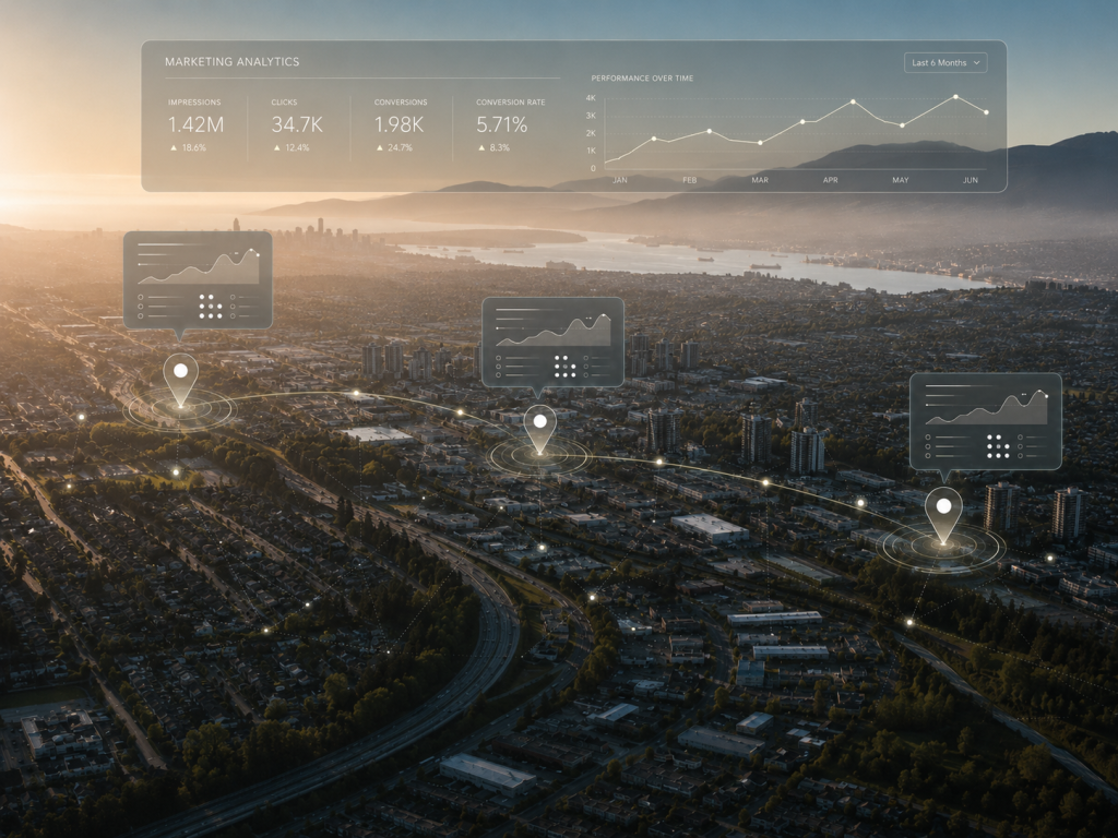 presale marketing strategy | vancouver skyline with marketing analytics snippets layered on top | homes almanac